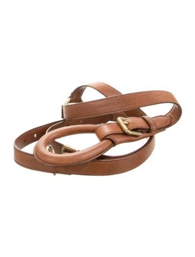 Pre-owned Ralph Lauren Skinny Leather Belt In Brown