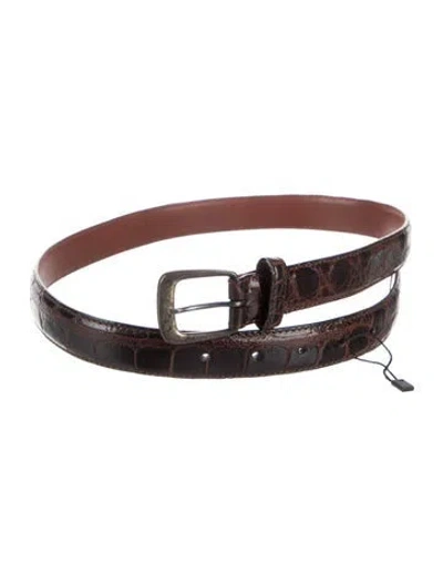Pre-owned Ralph Lauren Skinny Leather Belt In Brown