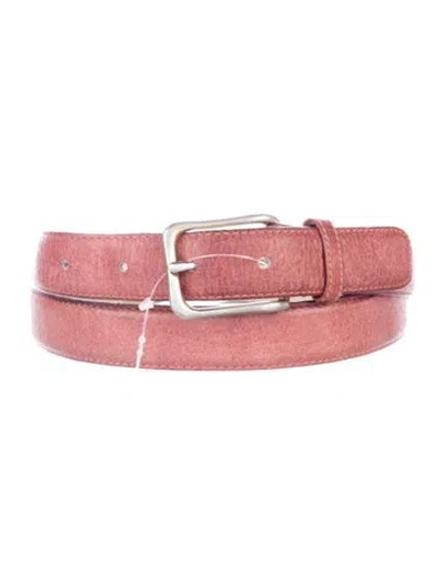 Pre-owned Ralph Lauren Skinny Leather Belt In Burgundy