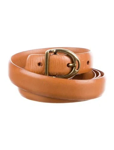 Pre-owned Ralph Lauren Skinny Leather Belt Kit In Brown