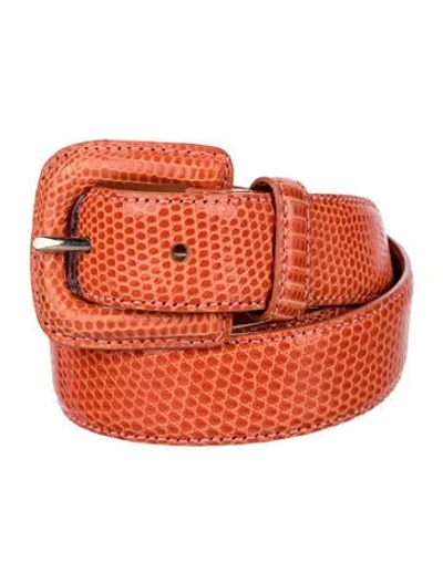 Pre-owned Ralph Lauren Skinny Leather Belt In Orange