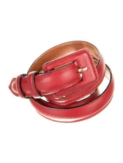 Pre-owned Ralph Lauren Skinny Leather Belt In Red