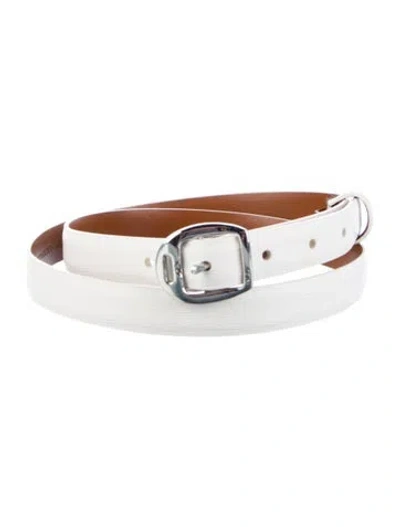 Pre-owned Ralph Lauren Skinny Leather Belt In White