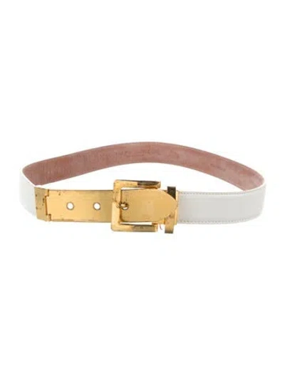 Pre-owned Ralph Lauren Skinny Leather Belt In White