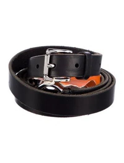 Pre-owned Ralph Lauren Skinny Leather Waist Belt In Black