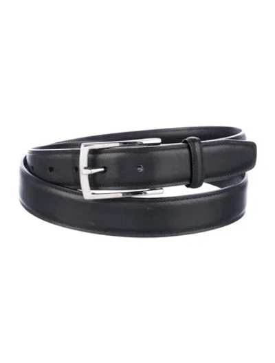 Pre-owned Ralph Lauren Skinny Leather Waist Belt In Black