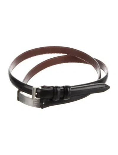 Pre-owned Ralph Lauren Skinny Leather Waist Belt In Black