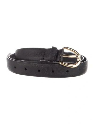 Pre-owned Ralph Lauren Skinny Leather Waist Belt In Black