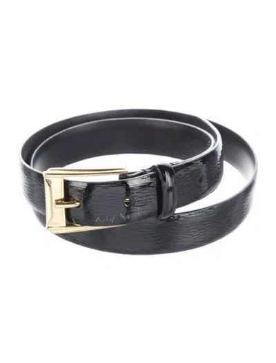 Pre-owned Ralph Lauren Skinny Leather Waist Belt In Black