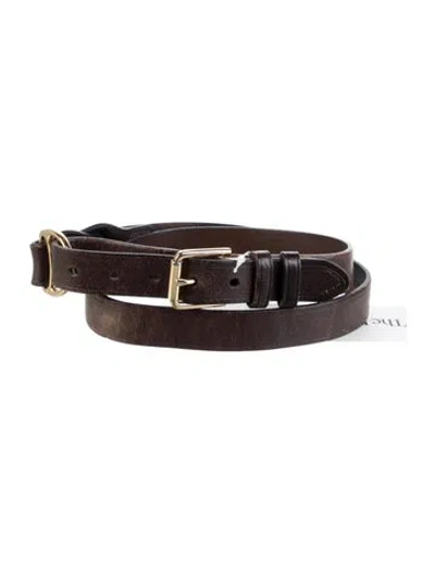 Pre-owned Ralph Lauren Skinny Leather Waist Belt In Brown
