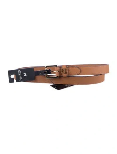 Pre-owned Ralph Lauren Skinny Leather Waist Belt W/ Tags In Brown