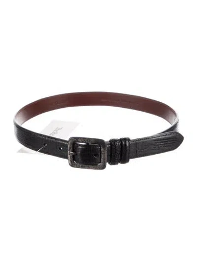 Pre-owned Ralph Lauren Skinny Lizard Belt In Black