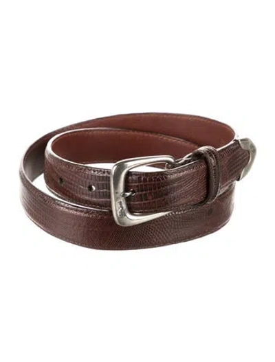 Pre-owned Ralph Lauren Skinny Lizard Waist Belt In Brown