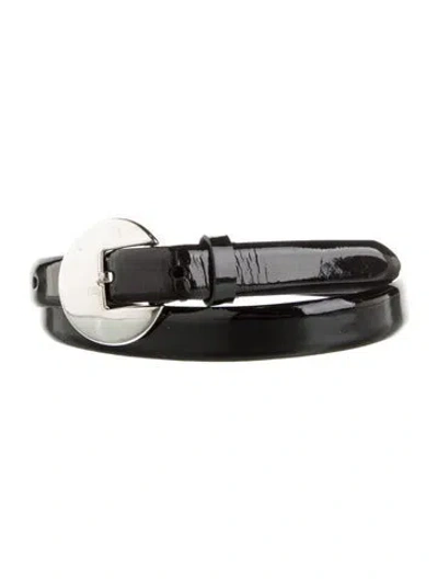 Pre-owned Ralph Lauren Skinny Patent Leather Belt In Black
