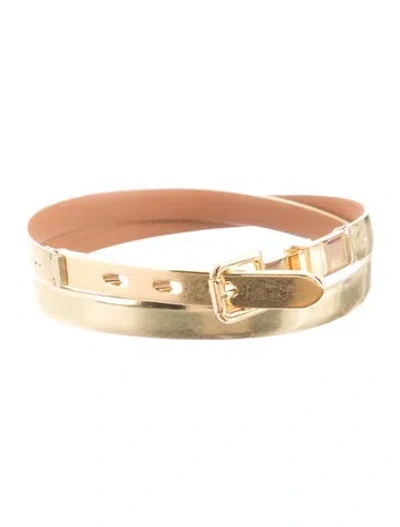 Pre-owned Ralph Lauren Skinny Patent Leather Waist Belt In Gold