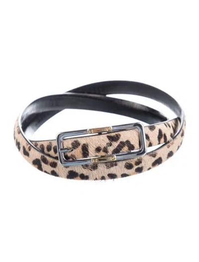 Pre-owned Ralph Lauren Skinny Ponyhair Belt In Neutral