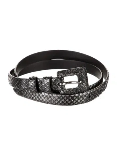 Pre-owned Ralph Lauren Skinny Snakeskin Belt In Black