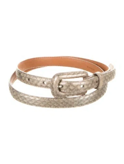 Pre-owned Ralph Lauren Skinny Snakeskin Belt In Green