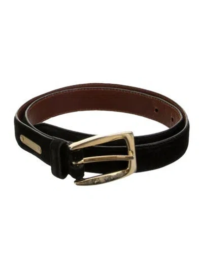 Pre-owned Ralph Lauren Skinny Suede Belt In Black