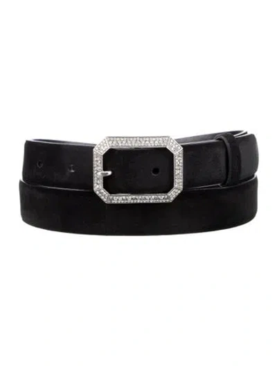 Pre-owned Ralph Lauren Skinny Suede Waist Belt In Black
