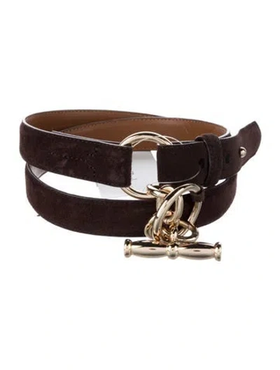 Pre-owned Ralph Lauren Skinny Suede Waist Belt In Brown