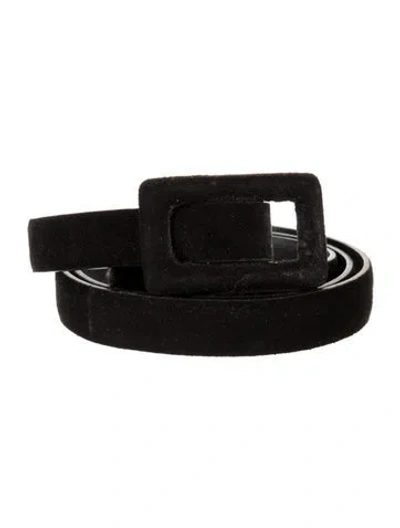 Pre-owned Ralph Lauren Skinny Velvet Belt In Black