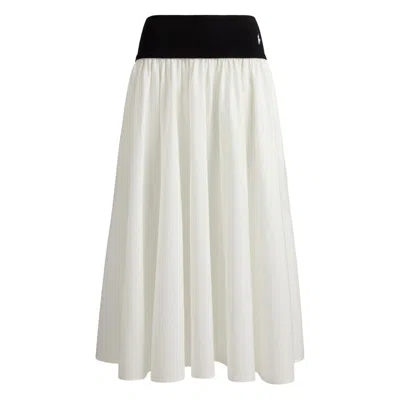 Ralph Lauren Logo-embroidered A-line Midi Skirt In Gray