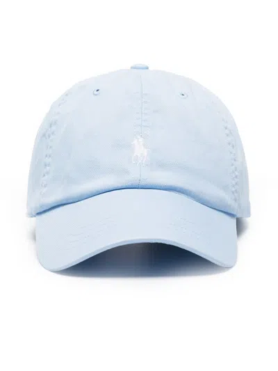 Ralph Lauren Sky Blue Signature Baseball Hat In Brown