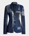 Ralph Lauren Skye Multi Patchwork Single-breasted Jacket In Blue Mu