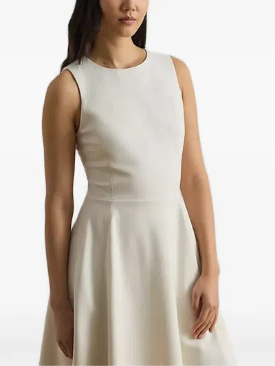 Ralph Lauren Sleeveless A-line Midi Dress In White