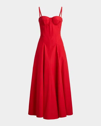 Ralph Lauren Marigot Paneled Cotton-blend Poplin Maxi Dress In Red
