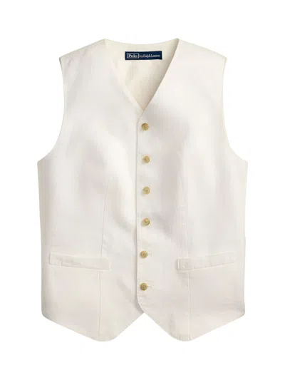 Ralph Lauren Sleeveless Button-front Vest In White