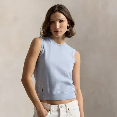 Polo Ralph Lauren Sleeveless Crewneck Sweater In Stone Blue Heather