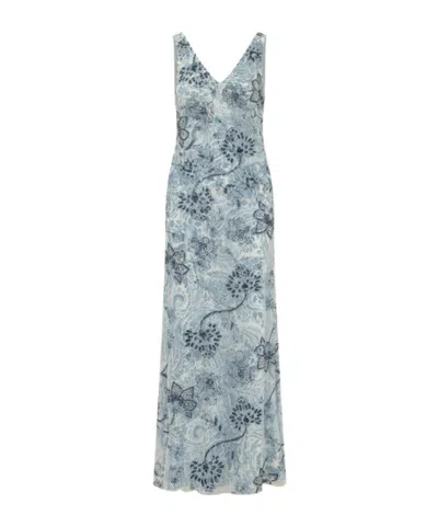 Ralph Lauren Floral-print V-neck Maxi Dress In Gray