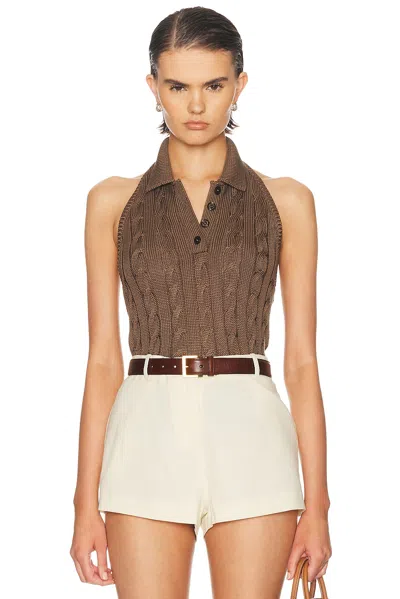 Ralph Lauren Sleeveless Halter Polo Sweater In Brown