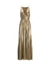 Ralph Lauren Sleeveless Metallic Gold Maxi Dress In Gold