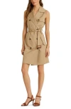 Ralph Lauren Sleeveless Stretch Cotton Twill Trench Dress In Brown