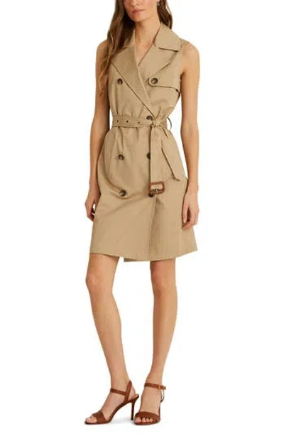 Ralph Lauren Sleeveless Stretch Cotton Twill Trench Dress In Brown