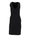 Polo Ralph Lauren Sleeveless V-neck Dress In Black Wool In Black