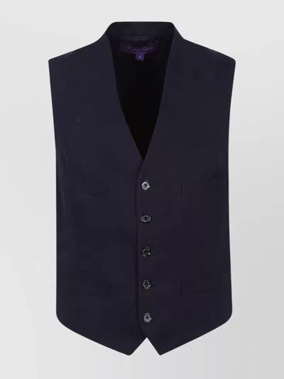 Ralph Lauren Sleeveless V-neckline Jacket With Adjustable Back Strap In Navy