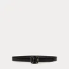 Ralph Lauren Slide-buckle Croc-embossed Leather Belt In Black