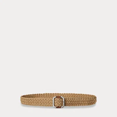 Ralph Lauren Slide-buckle Woven Cotton Belt In Natural