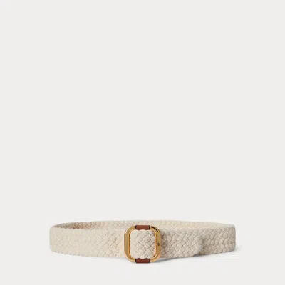 Ralph Lauren Slide-buckle Woven Cotton Belt In Light Natural/lauren Tan