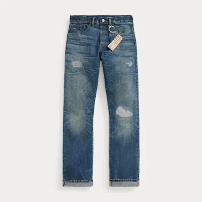 Ralph Lauren Slim Boot Sutton Repaired Selvedge Jean In Sutton Wash In Blue