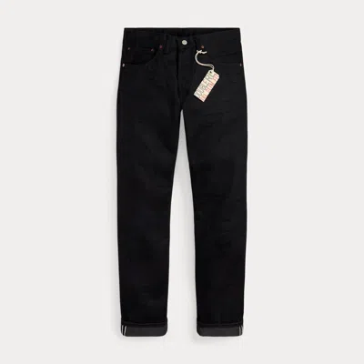 Ralph Lauren Slim Fit Black Selvedge Jean In Black
