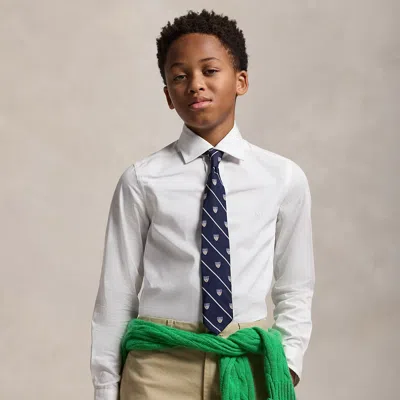 Ralph Lauren Kids' Slim Fit Cotton Broadcloth Dress Shirt In White