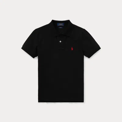 Ralph Lauren Kids' Slim Fit Cotton Mesh Polo Shirt In Black