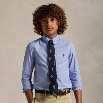 Ralph Lauren Kids' Slim Fit Gingham Cotton Dress Shirt In Blue Multi