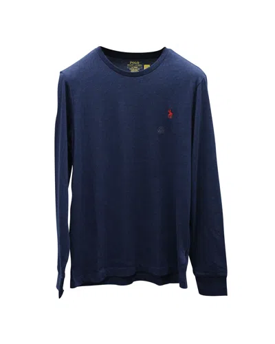 Polo Ralph Lauren Slim Fit Long Sleeve T-shirt In Navy Blue Cotton In Blau