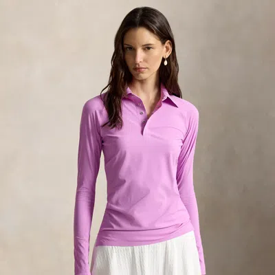 Ralph Lauren Slim Fit Performance Long-sleeve Polo In Petal Purple